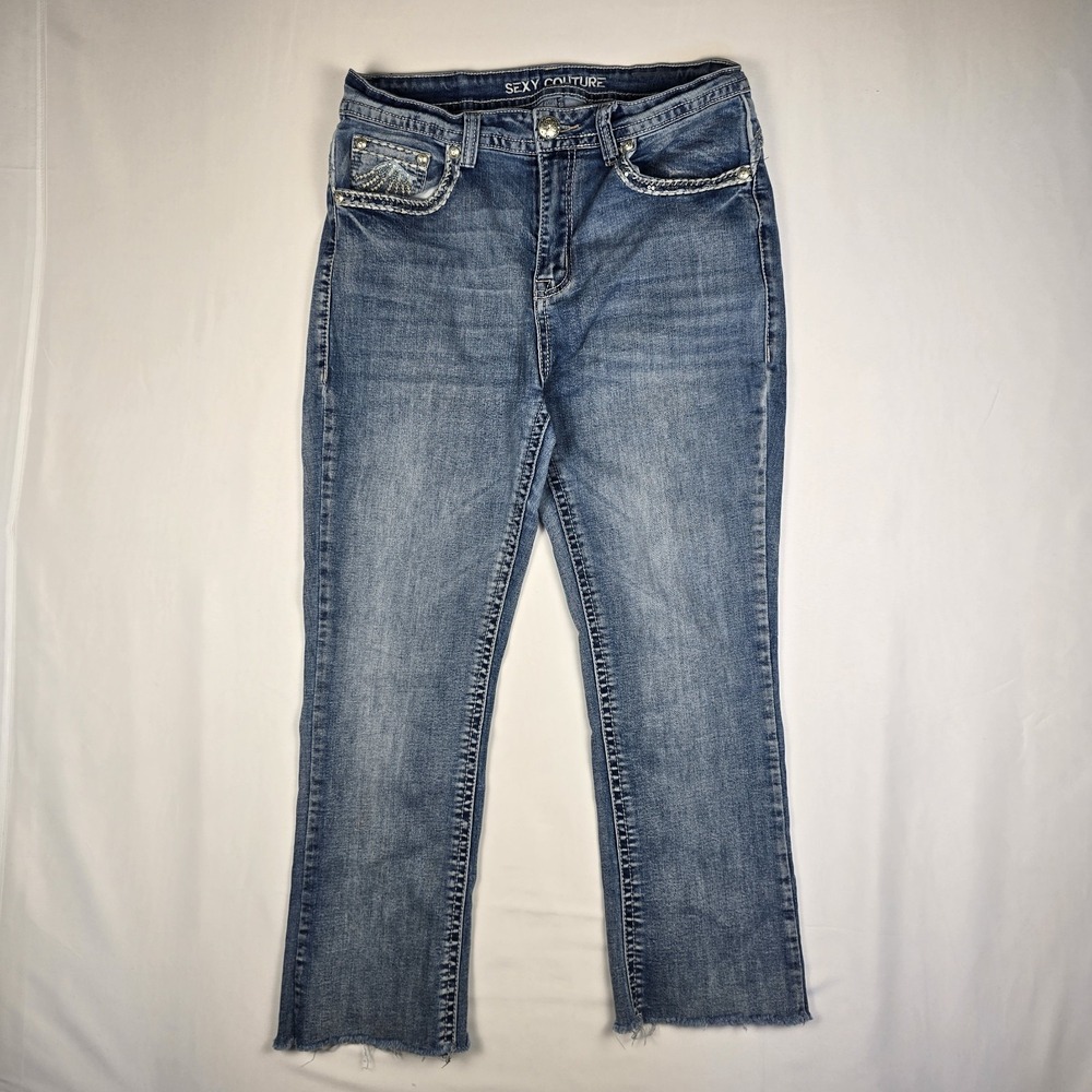 Sexy Couture Women's Denim Jeans Embroidered Jewels‎ size 13